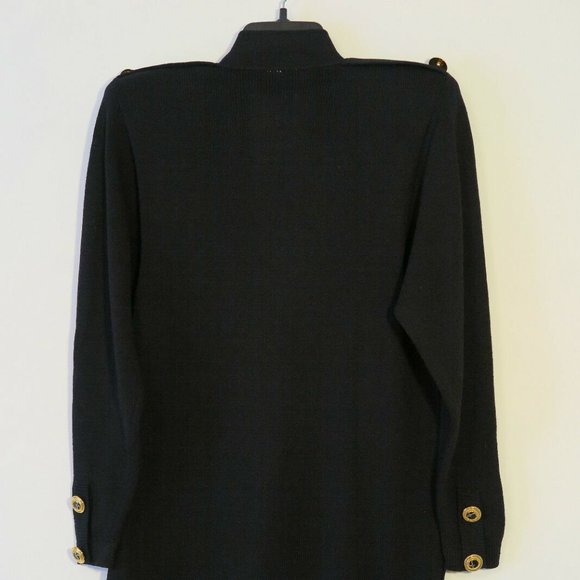 Vintage ST. JOHN SEPARATES Black Santana Knit Gold Button Cardigan Size P - Picture 9 of 9